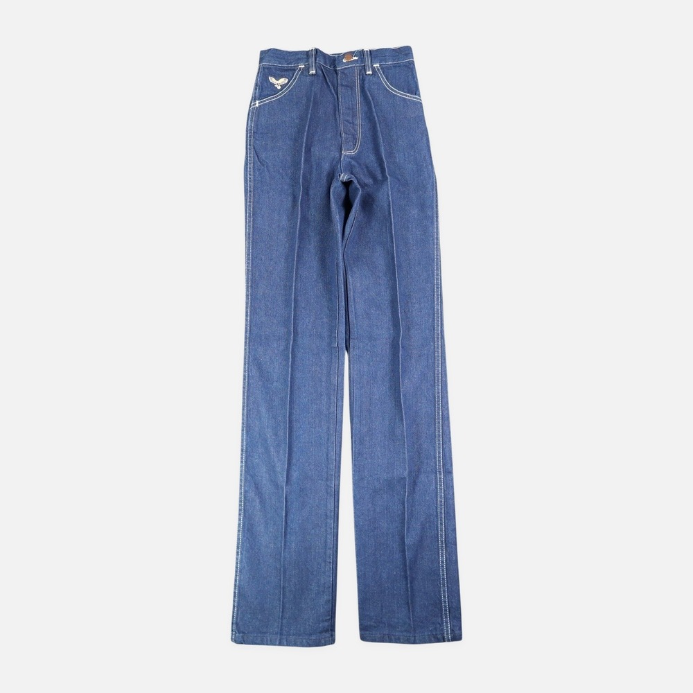 Maverick Junior 9 W26 Blue Eagle Embroidered Flare Jeans Made in USA NWT